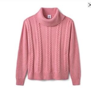 CAbi Soft Pink Cable Knit Blush Turtleneck Sweater